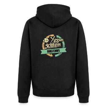 Sport Design Ringtennis RAHMENLOS Geschenk Hobby - Unisex Premium Bio Zip Hoodie - Schwarz - Hinten - Nico (187cm)