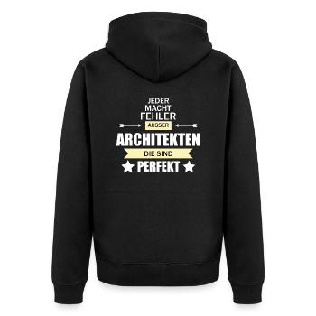 Architekt - Unisex Premium Bio Zip Hoodie - Schwarz - Hinten - Nico (187cm)