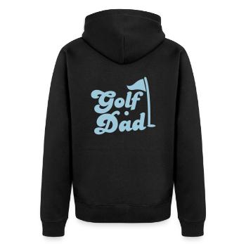 golf dad with flag golf ball and hole - Unisex Premium Organic Zip Hoodie - black - Back - Nico (187cm)