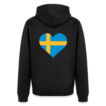 schweden herz - Unisex Premium Organic Zip Hoodie - black - Back - Nico (187cm)