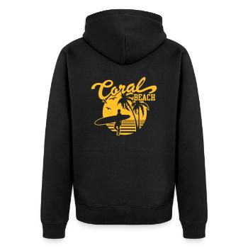 Coral Beach Surfers Heaven - Unisex Premium Bio Zip Hoodie - Schwarz - Hinten - Nico (187cm)