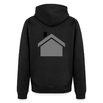 haus - Unisex Premium Bio Zip Hoodie - Schwarz - Hinten - Nico (187cm)