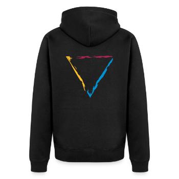 buntes dreieck rahmen umrandung dekorativ cool des - Unisex Premium Bio Zip Hoodie - Schwarz - Hinten - Nico (187cm)