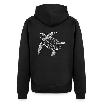 Sea Turtle Meeresschildkröte Silhouette - Unisex Premium Bio Zip Hoodie - Schwarz - Hinten - Nico (187cm)