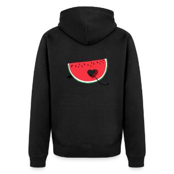 mouse eating a watermelon - Unisex Premium Organic Zip Hoodie - black - Back - Nico (187cm)