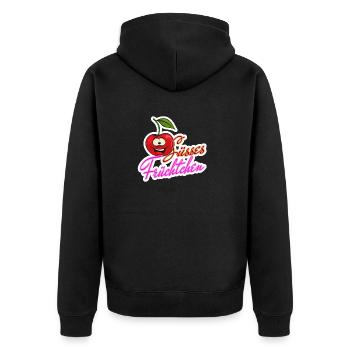 kirsche - Unisex Premium Bio Zip Hoodie - Schwarz - Hinten - Nico (187cm)