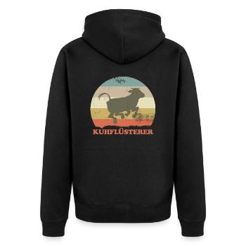 Kuhflüsterer Landwirt Viehwirt Bauer - Unisex Premium Bio Zip Hoodie - Schwarz - Hinten - Nico (187cm)