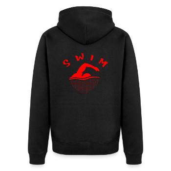 Swim Swimming - Unisex Premium Bio Zip Hoodie - Schwarz - Hinten - Nico (187cm)