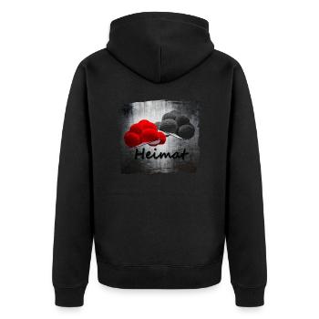 Bollenhüte Heimat ART 1.0 - Unisex Premium Bio Zip Hoodie - Schwarz - Hinten - Nico (187cm)