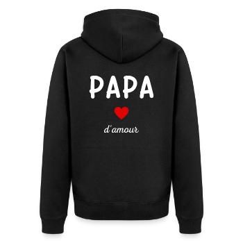 papa d'amour idée cadeau - Veste à capuche bio Premium Unisexe - noir - Dos - Nico (187cm)