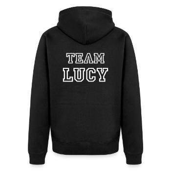 TEAM LUCY Nom du chien TeamTricot - Veste à capuche bio Premium Unisexe - noir - Dos - Nico (187cm)