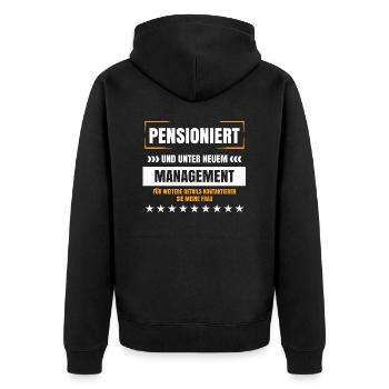 Pension lustige Sprüche Pensionist Rentner Humor - Unisex Premium Bio Zip Hoodie - Schwarz - Hinten - Nico (187cm)