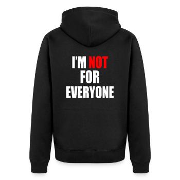 Ich bin nicht jedermanns Sache - Unisex Premium Bio Zip Hoodie - Schwarz - Hinten - Nico (187cm)