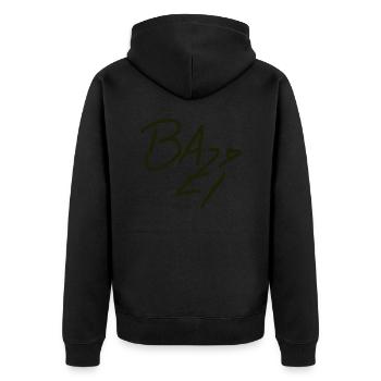 BAZi - Unisex Premium Bio Zip Hoodie - Schwarz - Hinten - Nico (187cm)