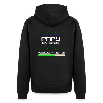 Papy en 2023 Naissance bébe Pour Futur Grand Frère - Unisex Premium Organic Zip Hoodie - black - Back - Nico (187cm)