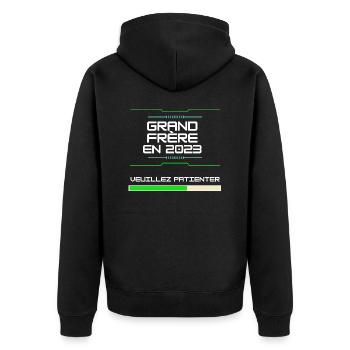 Grand Frère En 2023 Pour Futur Grand Frère - Unisex Premium Organic Zip Hoodie - black - Back - Nico (187cm)