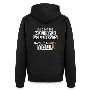 I'm Beating MS, Now I'm Beating You! - Unisex Premium Organic Zip Hoodie - black - Back - Nico (187cm)