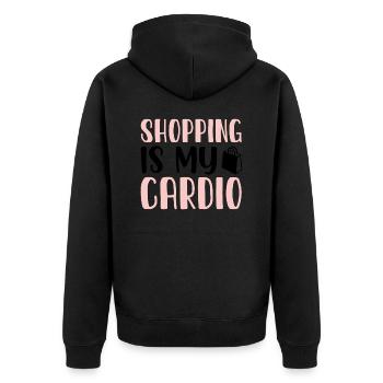 Shopping is my Cardio - Unisex Premium Organic Zip Hoodie - black - Back - Nico (187cm)