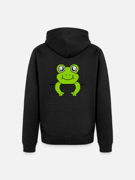 Frog Wall Shield Comic - Unisex Premium Organic Zip Hoodie - black