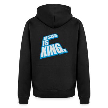 Citation de Jésus est roi - Veste à capuche bio Premium Unisexe - noir - Dos - Nico (187cm)