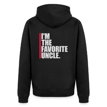 im the favorite uncle - Unisex Premium Bio Zip Hoodie - Schwarz - Hinten - Nico (187cm)