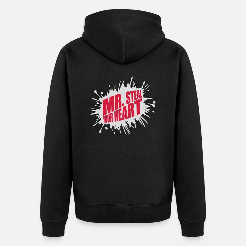 Mr steal your heart - Unisex Premium Organic Zip Hoodie - black