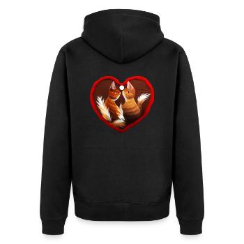 Katzenherz Valentinstag Katzenliebhaber Geschenk - Unisex Premium Bio Zip Hoodie - Schwarz - Hinten - Nico (187cm)