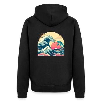 Wellenhai - Unisex Premium Bio Zip Hoodie - Schwarz - Hinten - Nico (187cm)