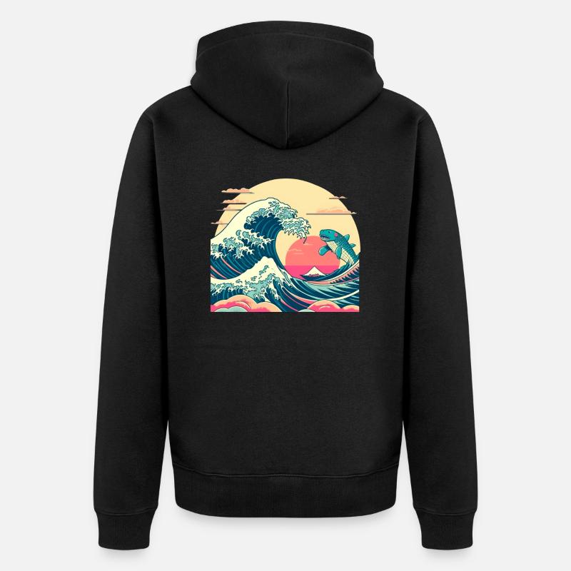 Requin Vague - Veste à capuche bio Premium Unisexe - noir