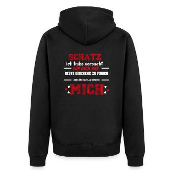 Schatz ich habe versucht das perfekte Geschenk für - Unisex Premium Bio Zip Hoodie - Schwarz - Hinten - Nico (187cm)