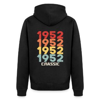 1952 Jubiläum im klassischen Vintage-Stil 1952 - Unisex Premium Bio Zip Hoodie - Schwarz - Hinten - Nico (187cm)