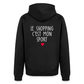le shopping c est mon sport / cadeau humour femme - Veste à capuche bio Premium Unisexe - noir - Dos - Nico (187cm)
