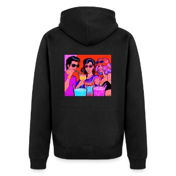 Beste Freunde 80er Jahre Retro Design - Unisex Premium Bio Zip Hoodie - Schwarz - Hinten - Nico (187cm)