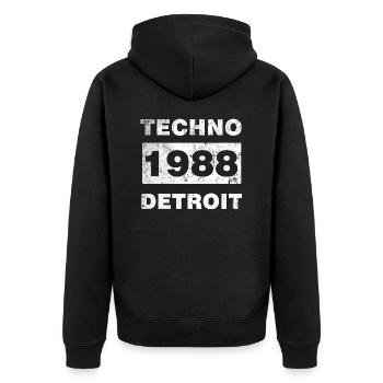 MUSIQUE TECHNO BLANC - Veste à capuche bio Premium Unisexe - noir - Dos - Nico (187cm)