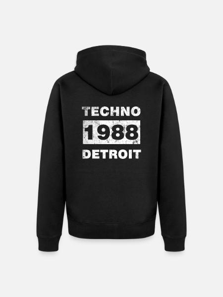 TECHNO MUSIC BIANCO - Felpa con cappuccio ecologica premium unisex - nero