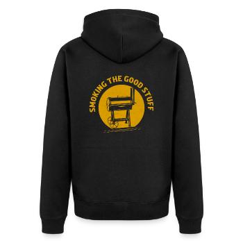 Smoking The Good Stuff Grilling BBQ Smoker - Unisex Premium Bio Zip Hoodie - Schwarz - Hinten - Nico (187cm)