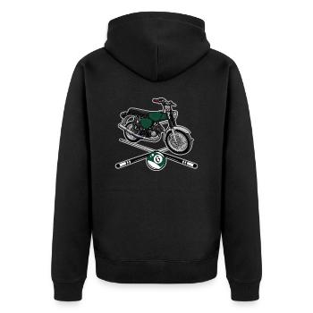S51 (billardgrün) // Illustration - Unisex Premium Bio Zip Hoodie - Schwarz - Hinten - Nico (187cm)