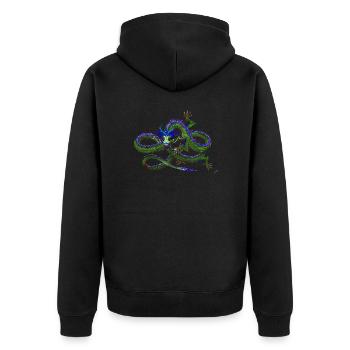 CHINESISCHER DRACHE - Unisex Premium Bio Zip Hoodie - Schwarz - Hinten - Nico (187cm)