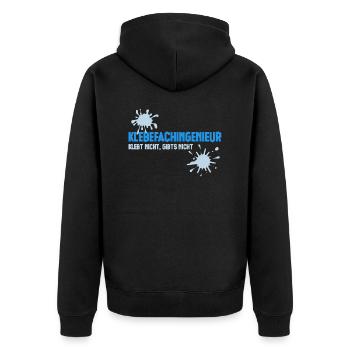 Klebefachingenieur - Prozessingenieur - Kleber - Unisex Premium Bio Zip Hoodie - Schwarz - Hinten - Nico (187cm)