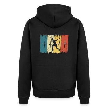 Vintage-Tennis-Herzschlag - Unisex Premium Bio Zip Hoodie - Schwarz - Hinten - Nico (187cm)