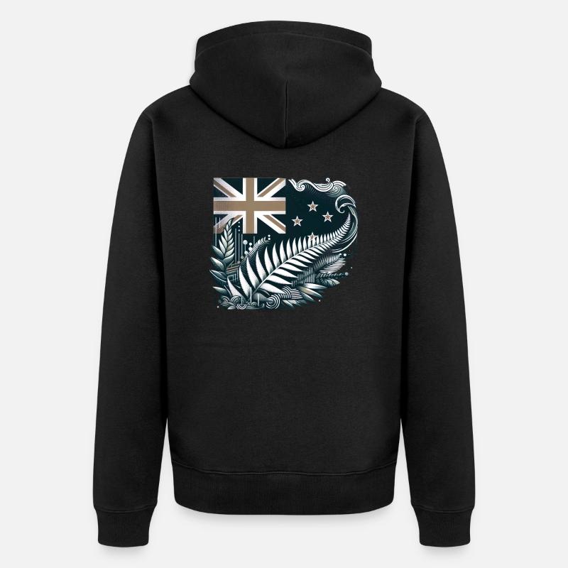 Nouvelle-Zélande Aotearoa Kiwi 17 - Veste à capuche bio Premium Unisexe - noir
