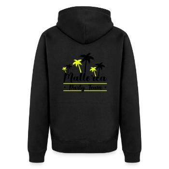 mallorca party team - Unisex Premium Bio Zip Hoodie - Schwarz - Hinten - Nico (187cm)