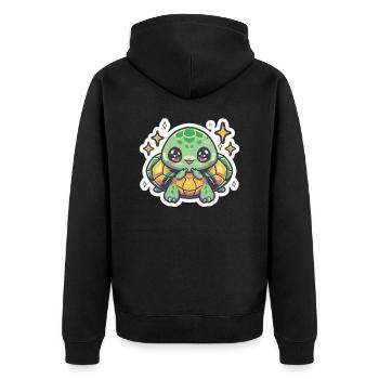 Schildkröten-Liebhaber - Unisex Premium Bio Zip Hoodie - Schwarz - Hinten - Nico (187cm)