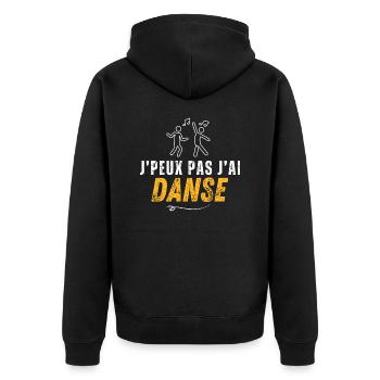 Ich kann nicht, ich habe getanzt - Unisex Premium Bio Zip Hoodie - Schwarz - Hinten - Nico (187cm)