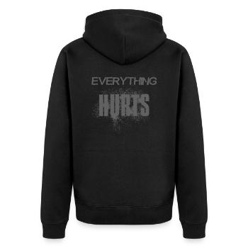 Everything hurts - gray font - gray font - Unisex Premium Organic Zip Hoodie - black - Back - Nico (187cm)