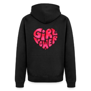 Conception de texte girl power en forme de cœur - Veste à capuche bio Premium Unisexe - noir - Dos - Nico (187cm)