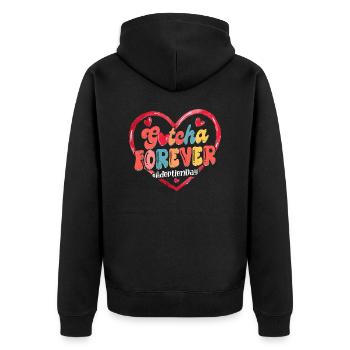 Gotcha Forever Adoption Family - Unisex Premium Bio Zip Hoodie - Schwarz - Hinten - Nico (187cm)