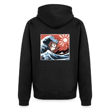 Funny gift for cat lovers - Unisex Premium Organic Zip Hoodie - black - Back - Nico (187cm)