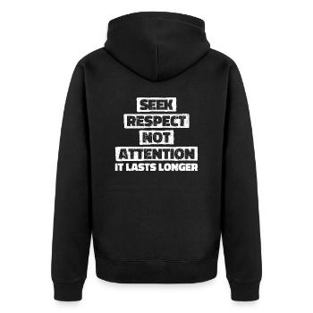 Loyauté, respect, amitié - motivation - Veste à capuche bio Premium Unisexe - noir - Dos - Nico (187cm)