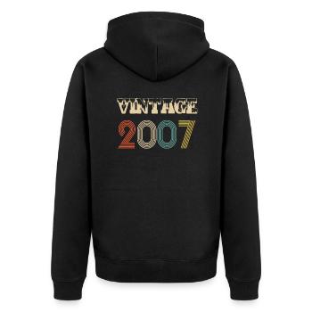 2007 Vintage Vintage Retro Birthday - Original - Unisex Premium Organic Zip Hoodie - black - Back - Nico (187cm)